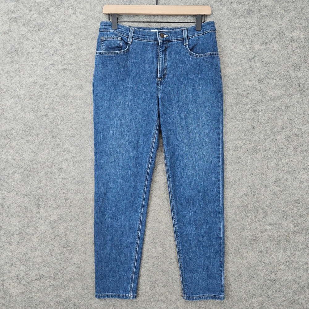 Jones New York Jeans Battery Park Ankle Women's 8 Blue Denim Tapered Leg Stretch